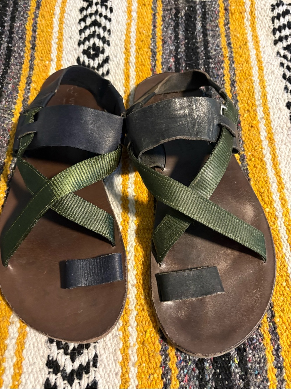 Women’s Vivo Barefoot Olive Green and Brown Cross-Strap Sandals